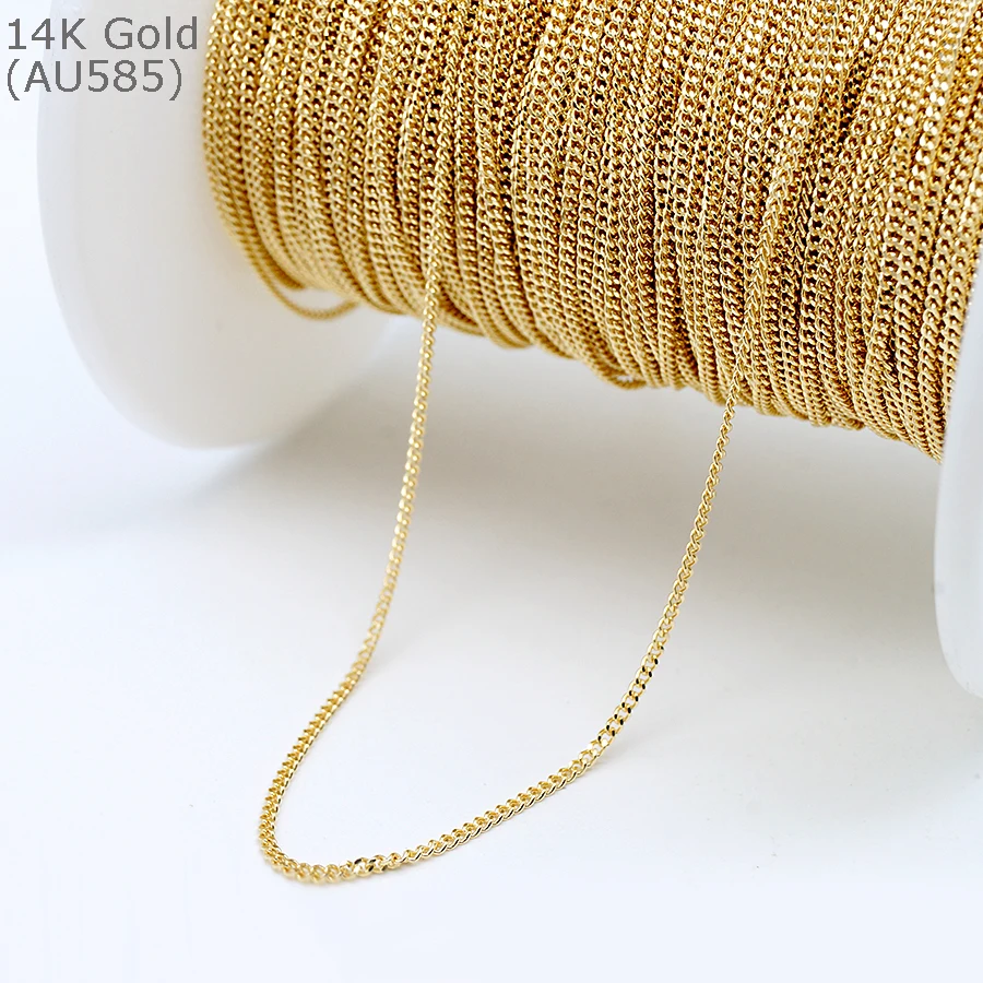 

1.05mm curb link AU585 Real 14Karat cadenas de oro 14k italiana original gold roll chain for Permanent Jewelry Making Making