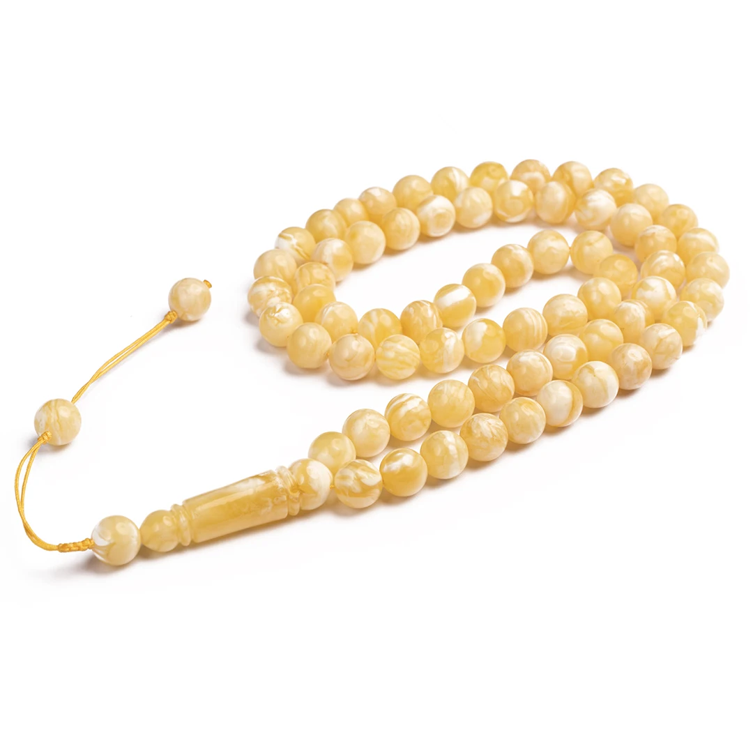 

Gold Tassel Islamic Misbaha Amber Muslim prayer beads amber 32.9G baltic rosary