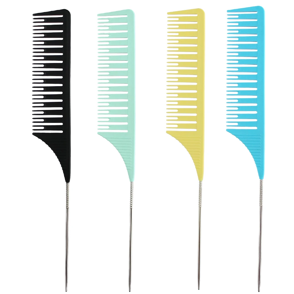 

Amazon Hot Selling Durable Anti Static Heat Resistant ABS Carbon Comb Parting Comb Rat Tail, Customized color