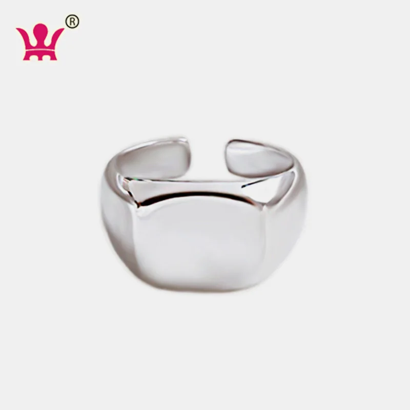 

Latest Design Wedding Rings Flat Smooth Wide Rectangle Ring 925 Sterling Silver Jewelry Type Rings