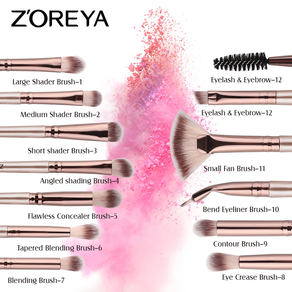 

2019 latest beauty products 12 Piece Makeup brush from china brand Professional With Bag, Gold