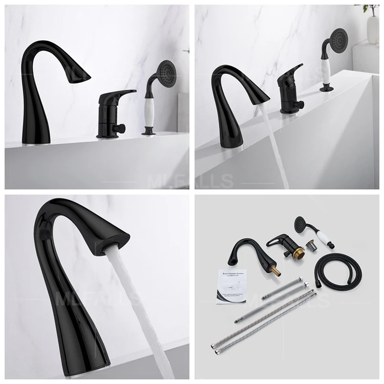 5 Years Warranty French Minimalist Design Black Bath Three-Piece Faucet