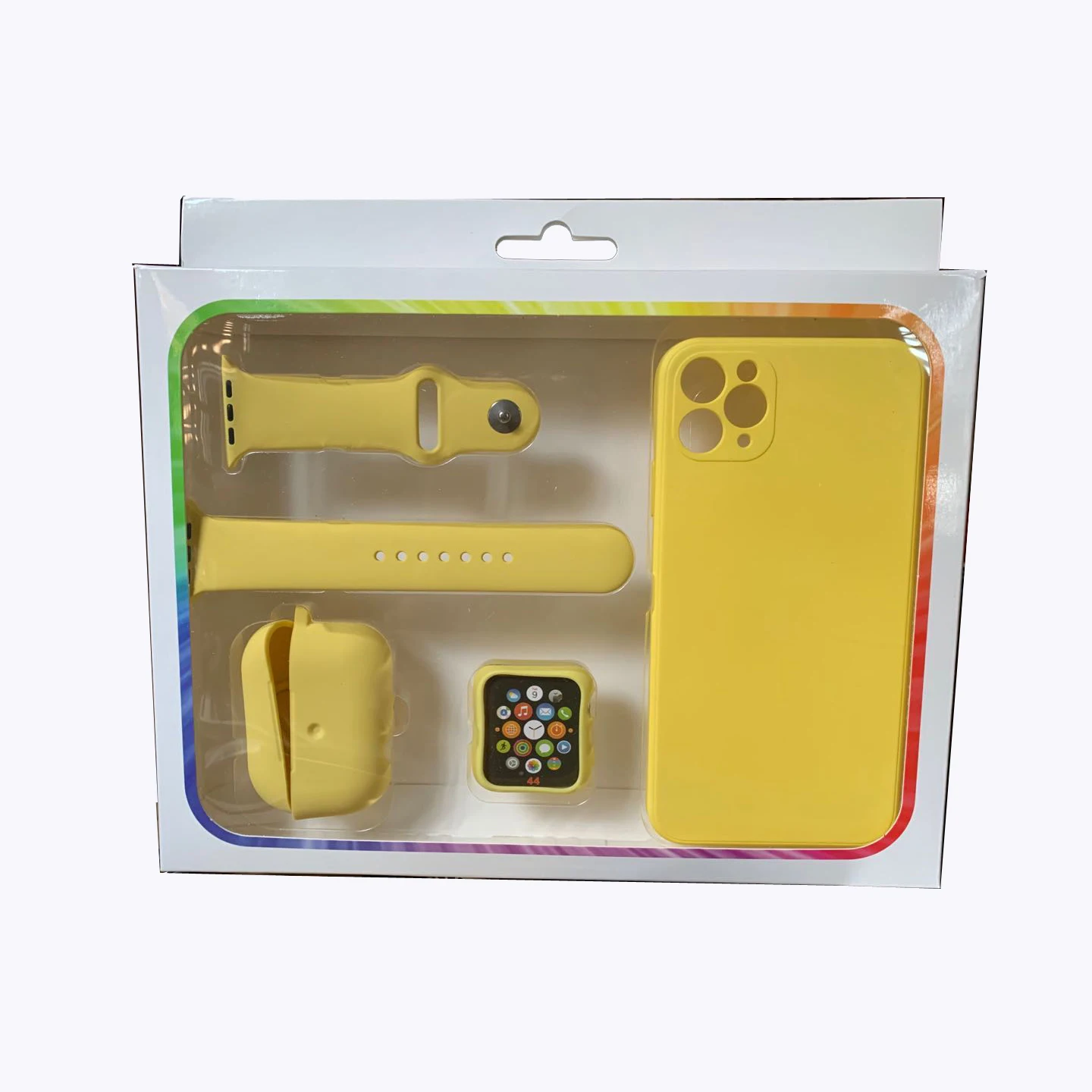 

Hot Selling 4 in 1 Sets Gift Box Packing Soft Silicone TPU watch band + phone case+earphone case for apple iwatch bands