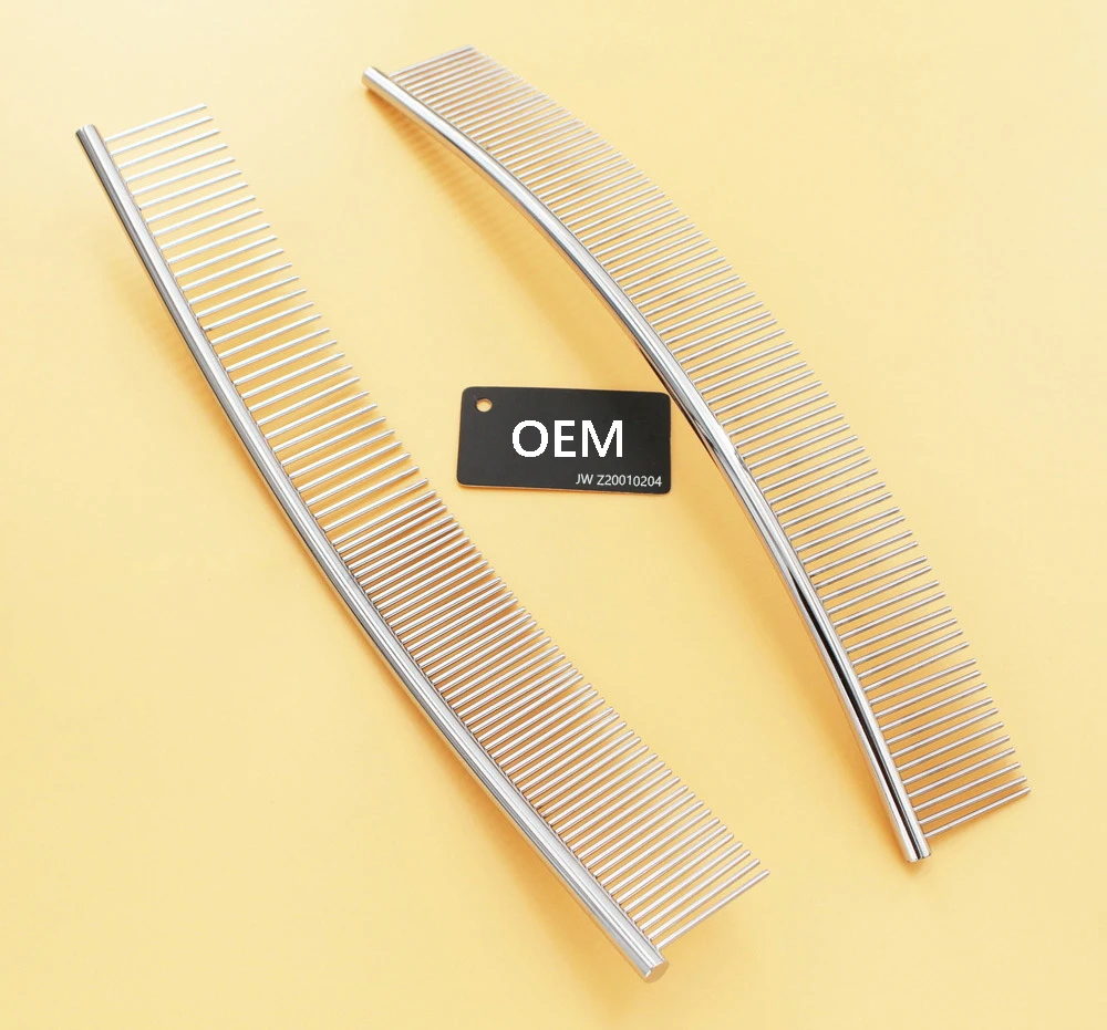 Oem Curved Shape Stainless Steel Pet Comb,Curved Dog Grooming Comb