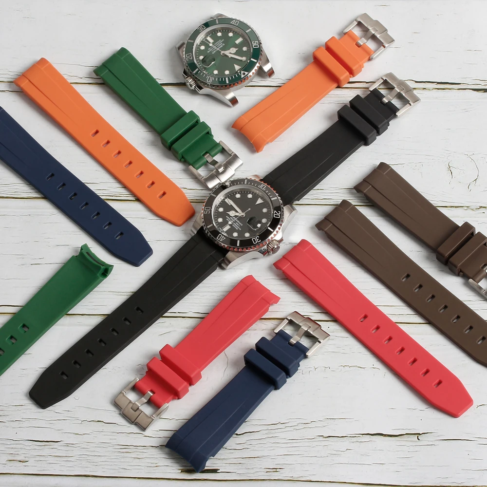 

Wholesales TPU Rubber Watch Bands 2 piece of Dive Rubber Straps for Rolex Watch Bracelet IN Stock