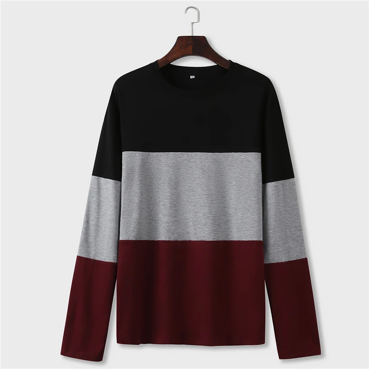 

2021 new fashion t shirt men polo shirt men round neck contrasting colors cut and sew cotton fabric shirt men