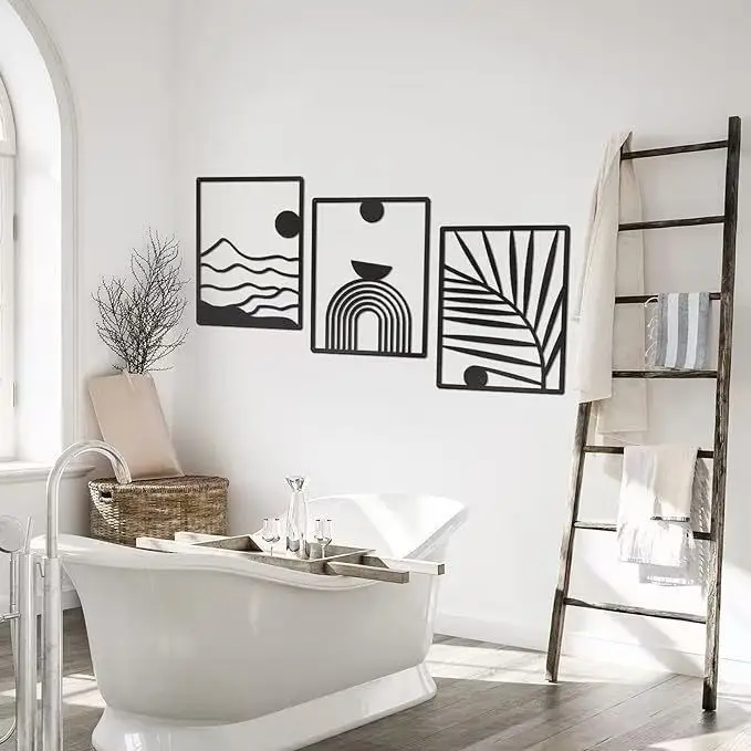 40X30cm SET3  Nordic Iron Line Art Wall Decoration 2025 New Black Minimalist Abstract Wall Art Geometric Murals