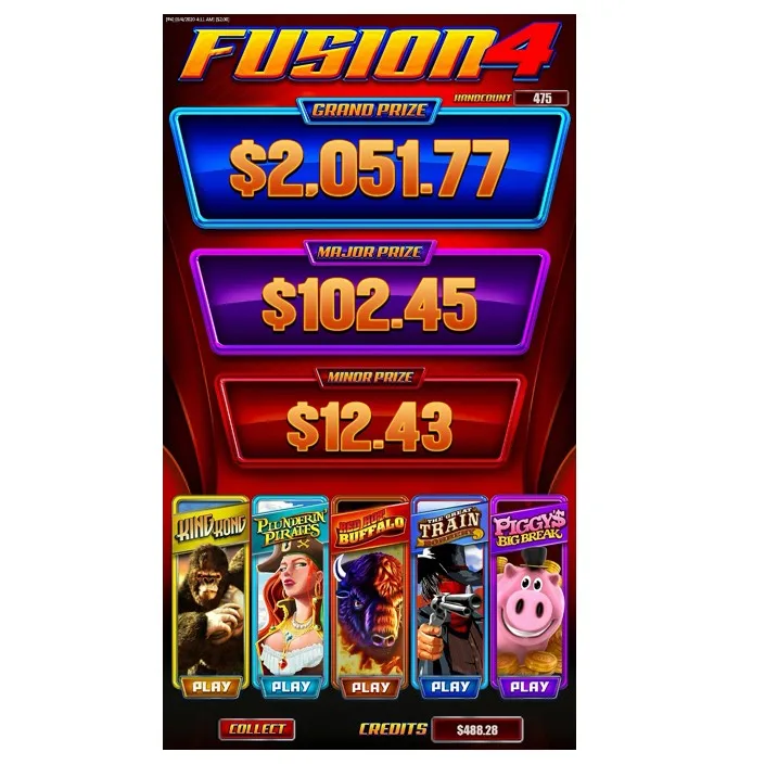

FUSION 4 casino game (5 in 1 game pcb) for casino slot game for vertical monitor casino machine, HD 3D animation