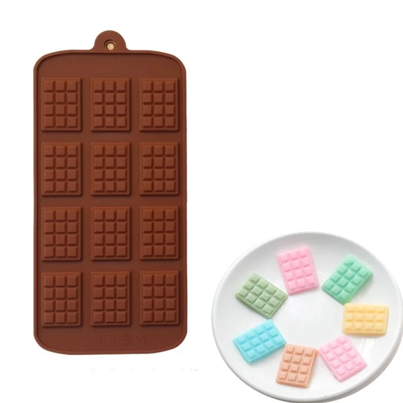 

Wholesale in stock 12 chocolate silicone molds small square shape homemade DIY baking cake tools, As picture