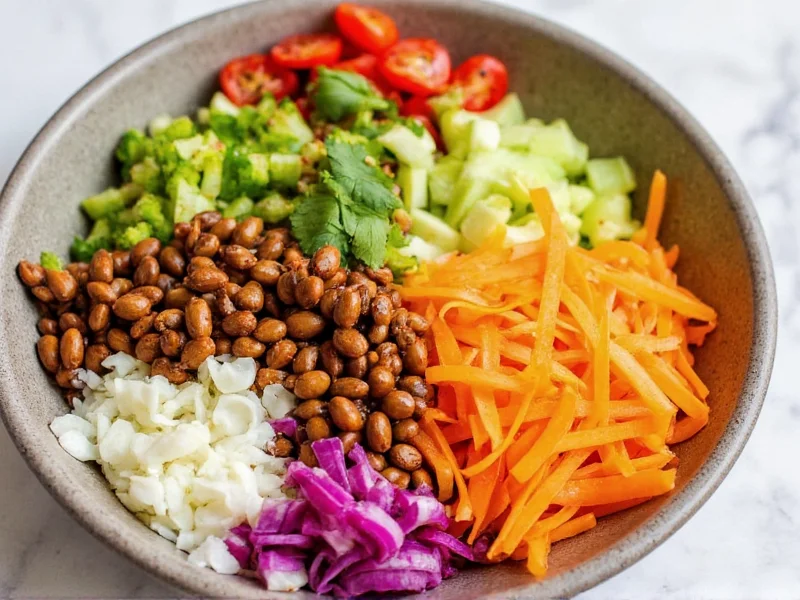 Finished homemade chipotle bowl with vibrant toppings