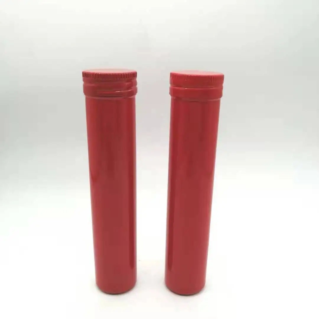 

Red Color DIN  Aluminum Cigar Tube Package Tubes With Screw Cap