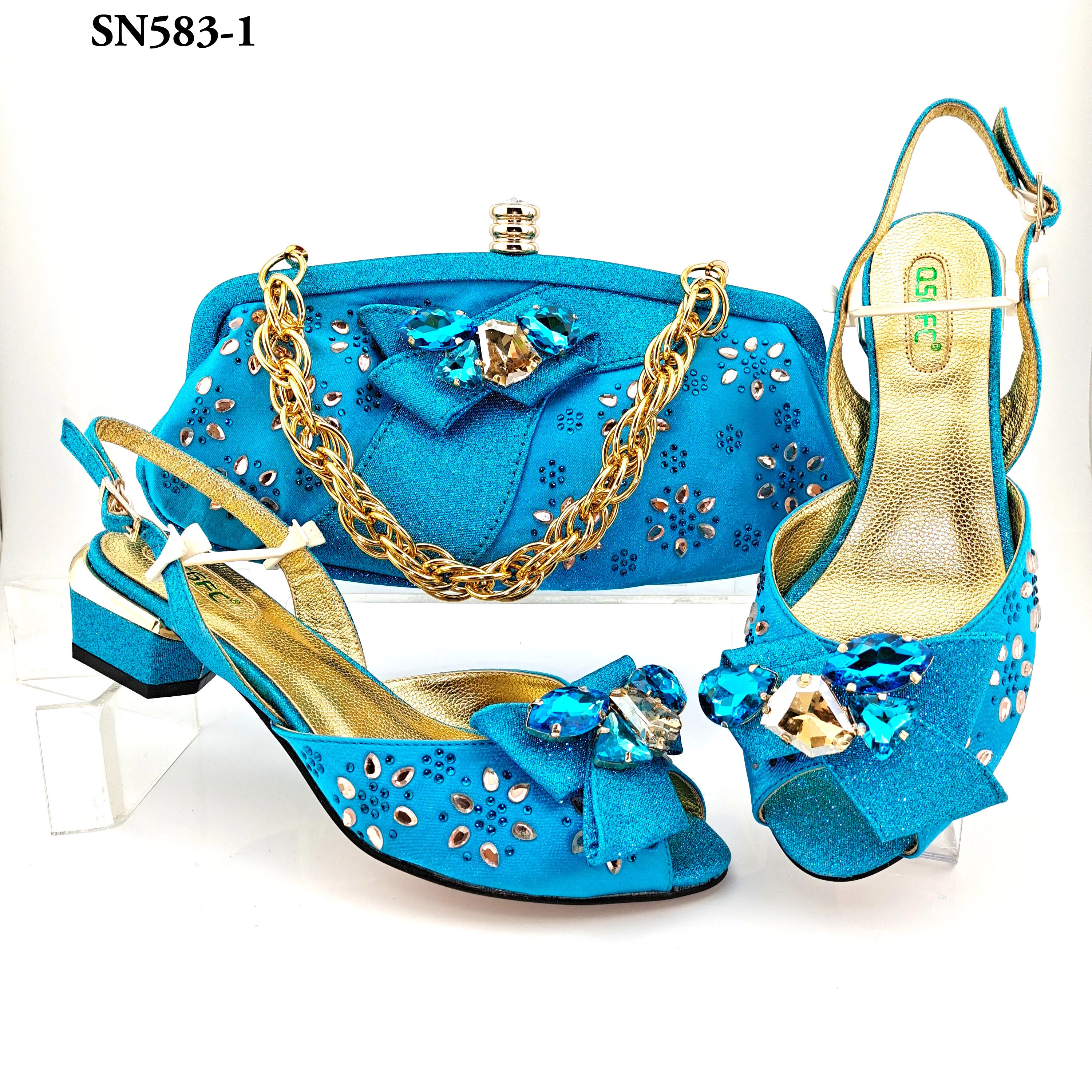 

women hand bag and shoes sets luxury shine diamonds bags with matching shoes for party wedding