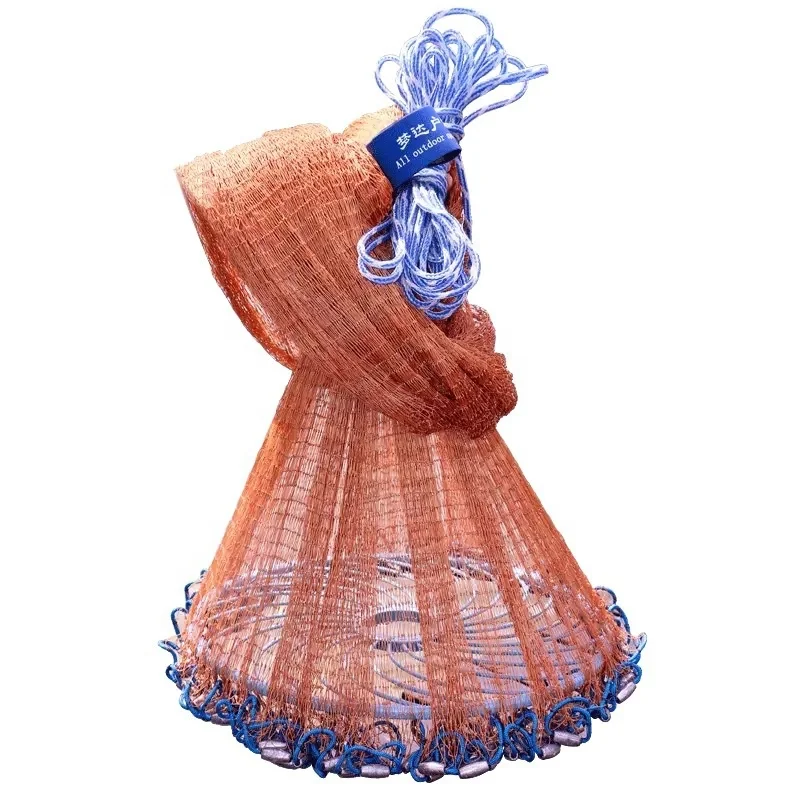 

Tire Line Nylon Yellow Rectractable Drawstring Frisbee Cast Net Hand Throw Catch Fishing Net