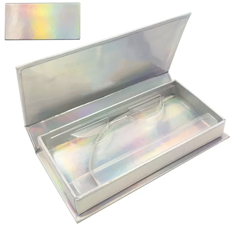 

Private label customized empty mink eye lash pink holographic paper eyelash package boxes vendor for makeup, Customized color