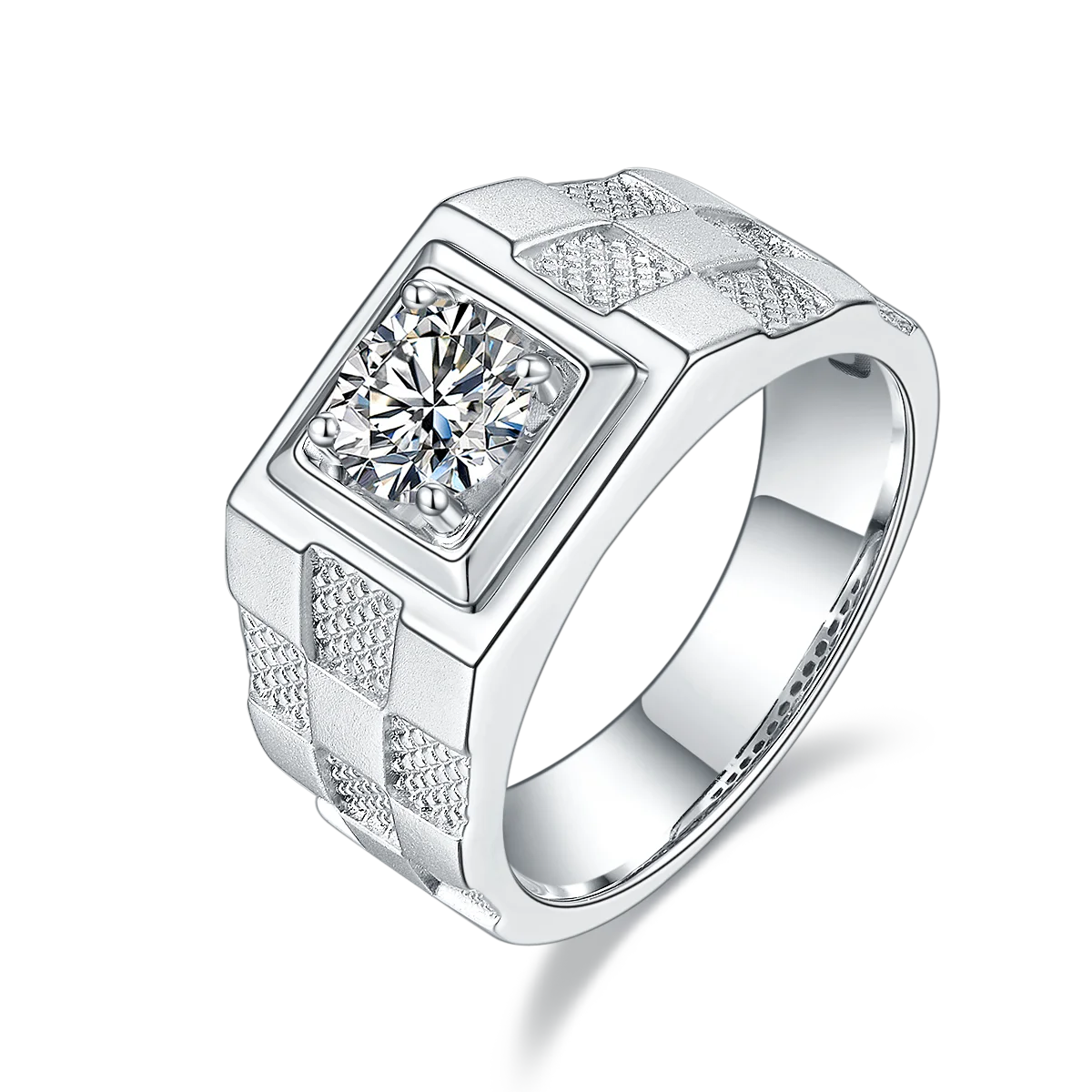 

925 Sterling silver White gold plated 1CT 6.5mm wedding men moissanite ring