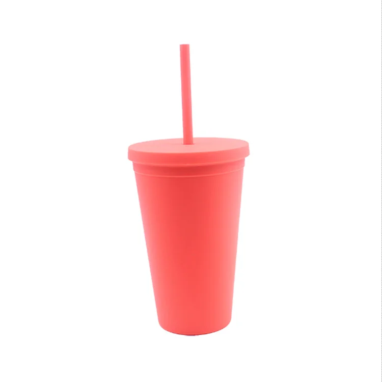 

4 pack Matte Colored Acrylic Tumblers with Lids and Straws, 16oz Double Wall Plastic Tumblers, Customized color