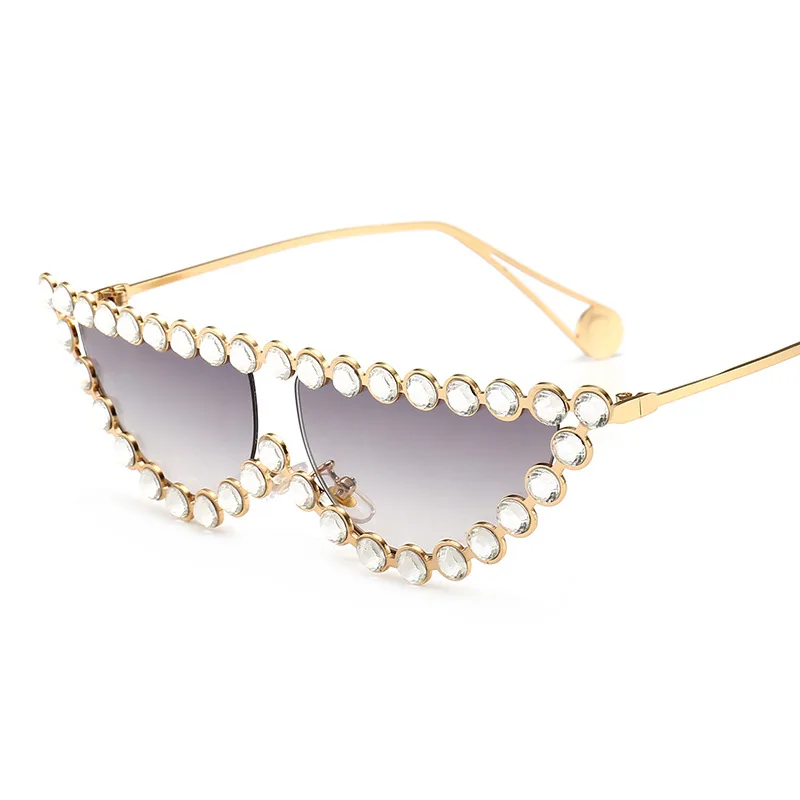 

2021 In Stock UV400 Women Rhinestone Cat Eye Sun Glasses Ladies Diamond Sunglasses