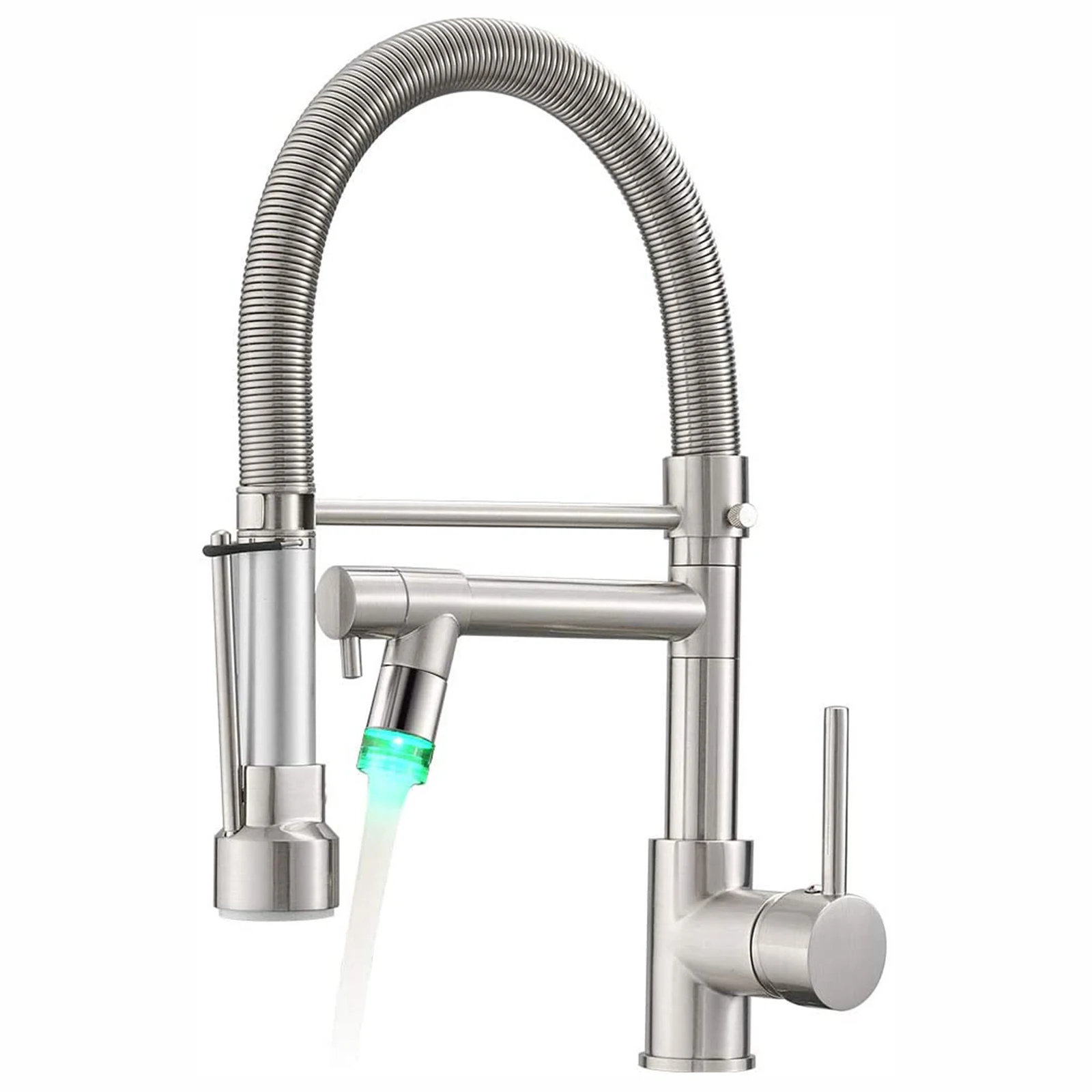

TOP1 FLG Pull Down Kitchen Faucet with Lock Sprayer Single Handle Spring Stainless Steel Kitchen Sink Faucet Brushed Nickel