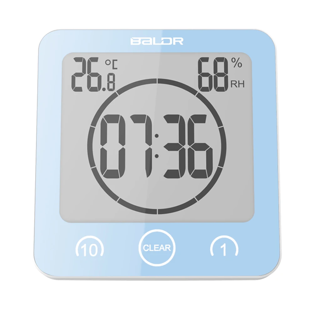 

Amazon Hot Sale Waterproof Clock Bathroom Shower Timer Clock Wall Thermometer Hygrometer