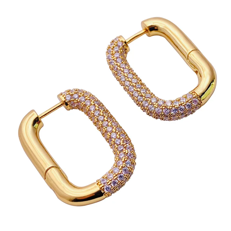 

2021 Ins minimalist geometric oval ring female Earrings Gold Plated retro earrings wholesale