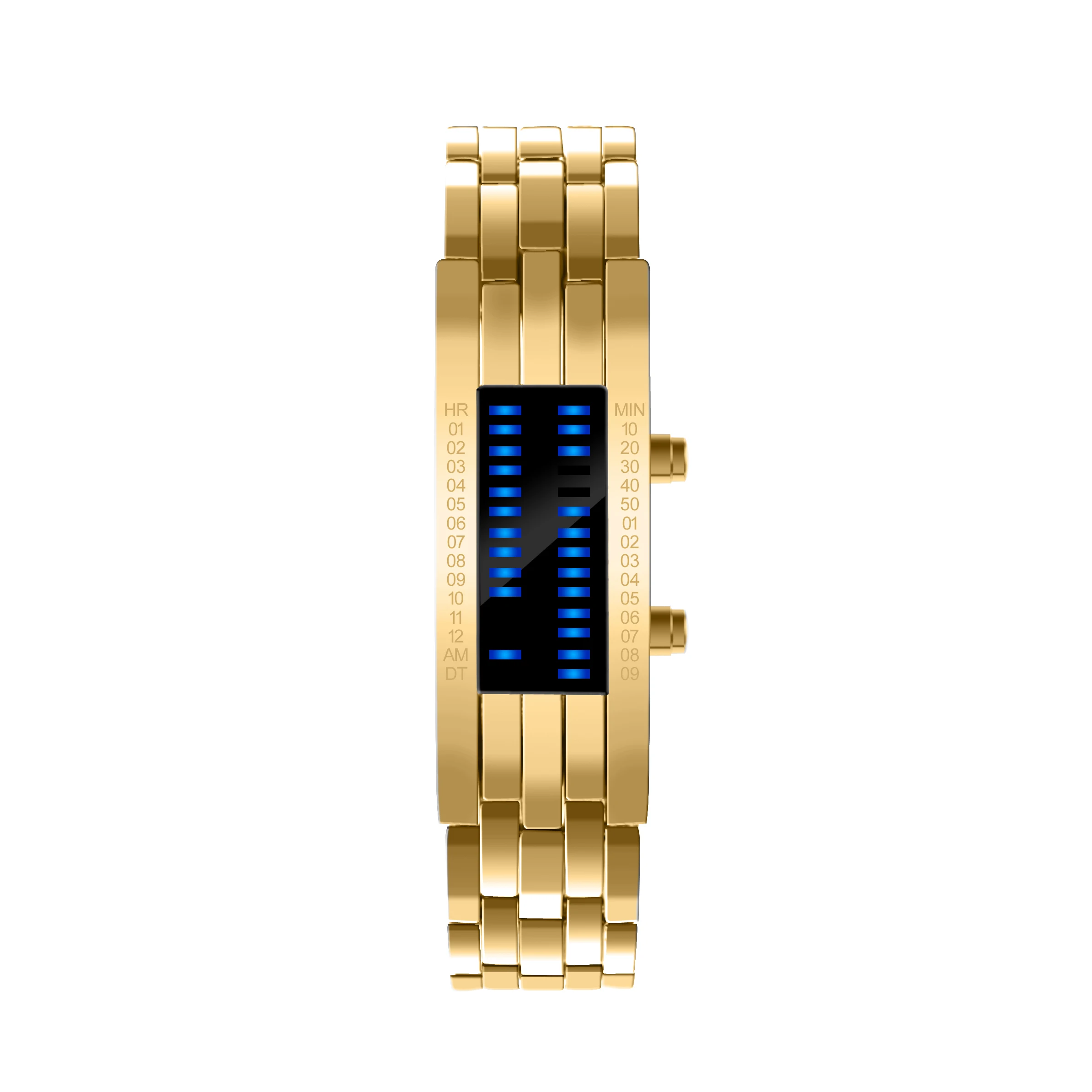 

Luxury Watch Men Women Highlight LED Light Golden Binary Luminous Electronic Display Sport Watches, Picture