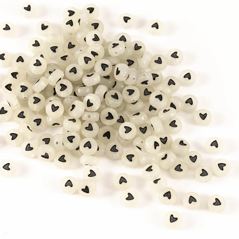 

4mm*7mm Plastic Luminous Letter Beads Acrylic Heart Alphabet Beads For Jewelry Making, Colorful