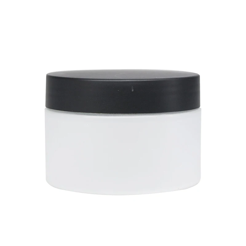 

Empty 50ml 80ml 100ml 120ml 150ml 200ml 250ml pet frosted face cream plastic cosmetic jars with matte white or black lid