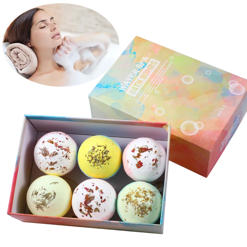 

Rainbow Bath Bombs Packaging Bubble Fizzy Home Spa Soap Moisturize Bathbombs Box Salt Bath Ball Essential oil Shower Steamers