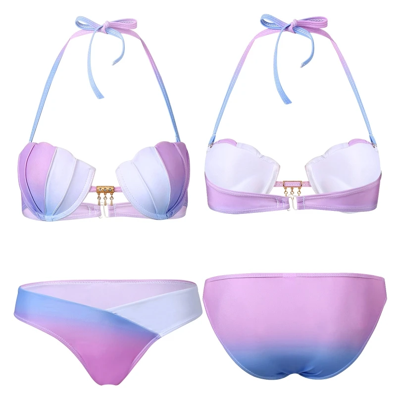 

Hot Sale Swimsuit Set Women Mermaid Sea Shell Swimsuit Bathing Suit Two Piece Triangle Bikini