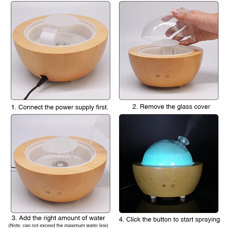 Glass Dome Air Humidifier and essential oil diffuser user guide