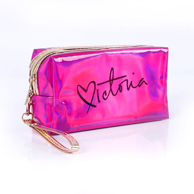 

Wholesale pink makeup bags custom logo clear pvc cosmetic bag, Glitter color