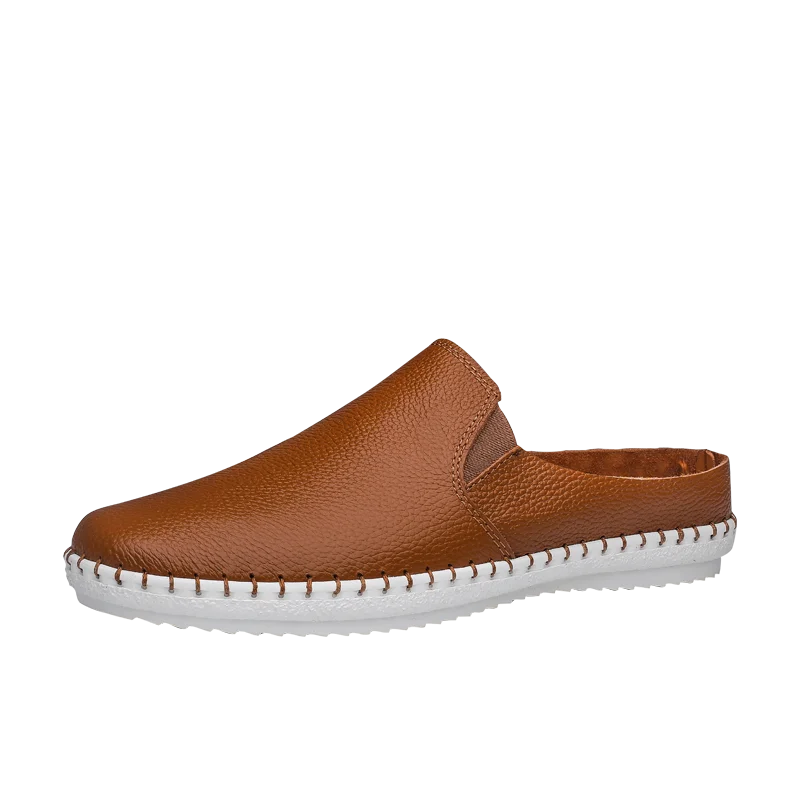 

Customizable new outdoor men's plus-size half slipper summer leather heel less casual shoes, Blue
