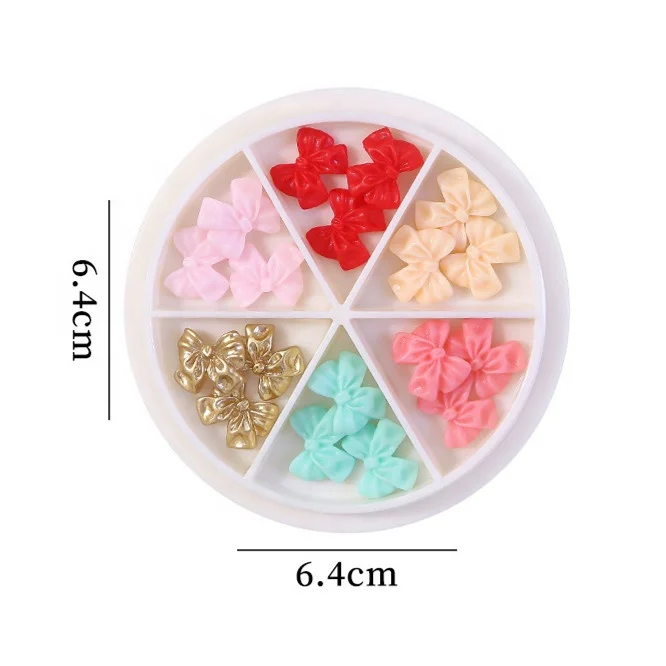 

1 Wheel Box Nail Art Charms Rhinestone Bear Bow Rivet Pearl DIY Accessories 3D Mixed Resin Nails Rhinestone NRB027, 13 colors