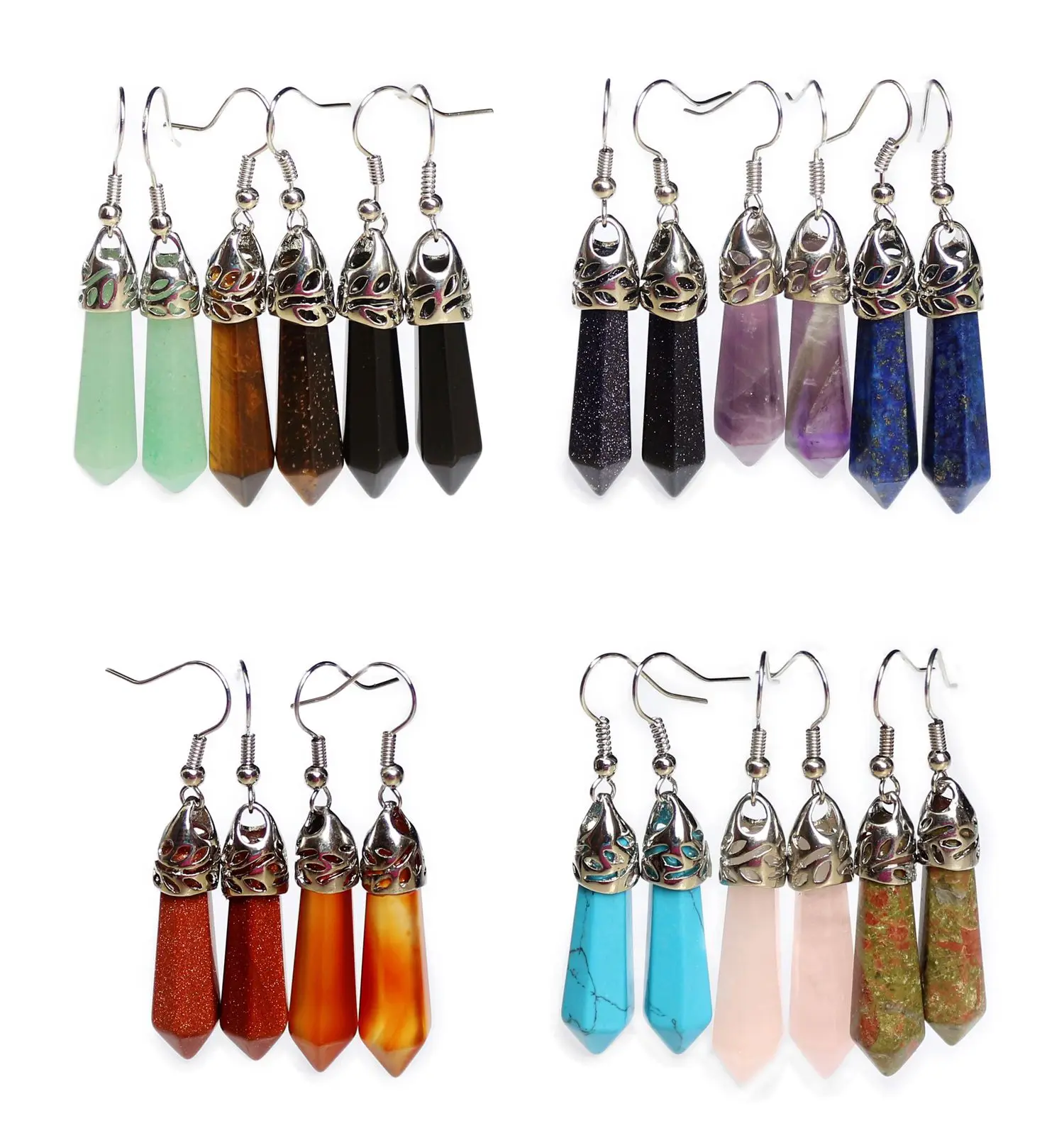 

New Style Natural Crystal Earrings Europe and the United States fashionable features hexagonal column earrings fashionable