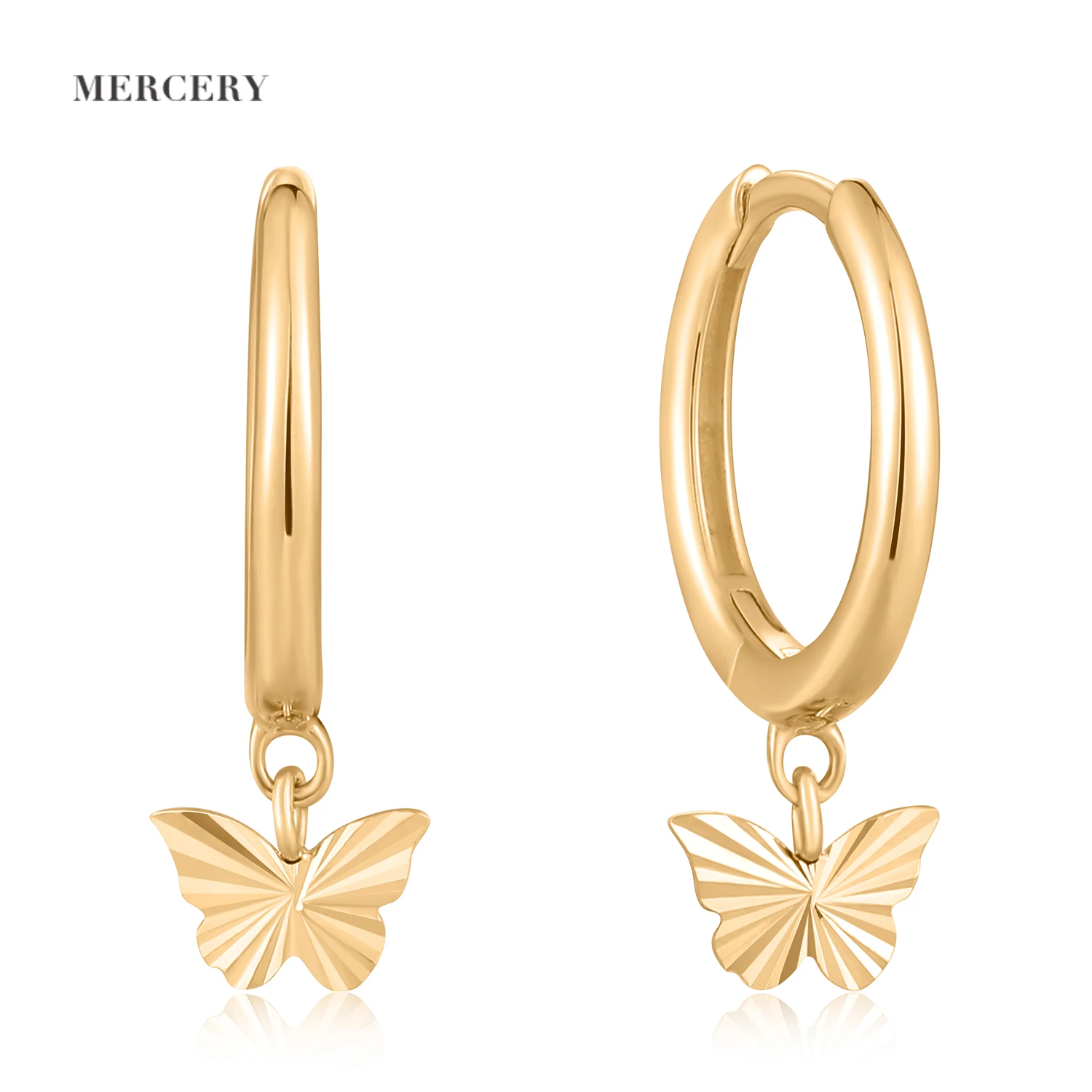 

Mercery 2022 Fashion Trends Mother's Day Jewelry 14K Solid Gold Earrings Beautifully Designed Butterfly Pendant Earrings