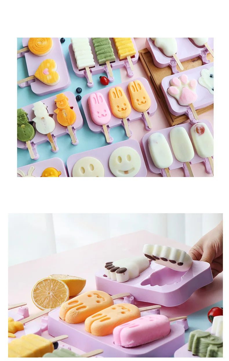 Bpa Free Ice Cream Tools Silicone Popsicle Mold Ice Pop Molds With Lid