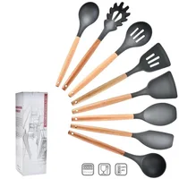 

Wooden Silicone Kitchen Utensil Set