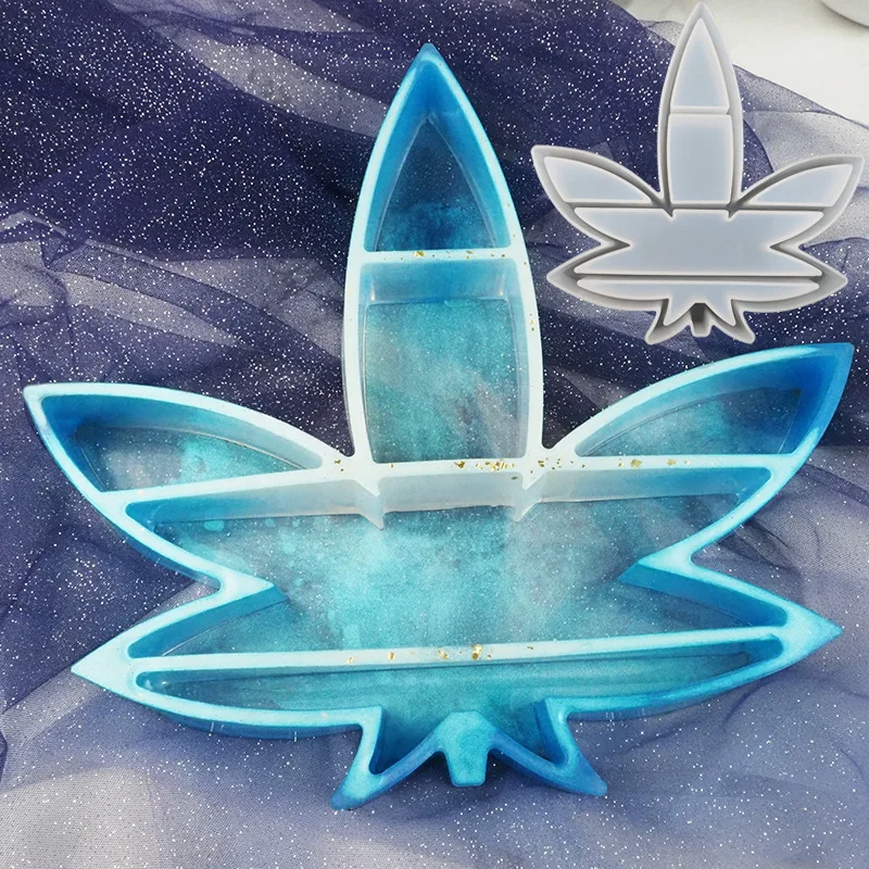 

Wholesale Large Maple Leaf Storage Box Decoration Mold Trinket Storage Box Silicone Molds, As picture shows