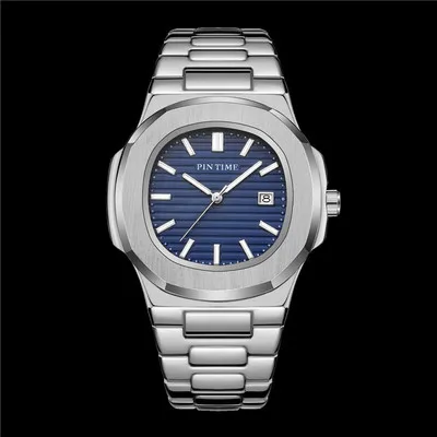 

PINTIME 1520 luxury quartz men watch Amazon hot sell Stainless steel band square date display casual hand watch For Men