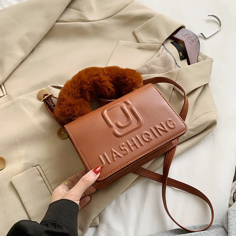 

Fur Purse Women's bag Eembossed Three Dime Women Handbags Ladies Handbag Luxury Women Purses 2020 MINI Purses And Handbags