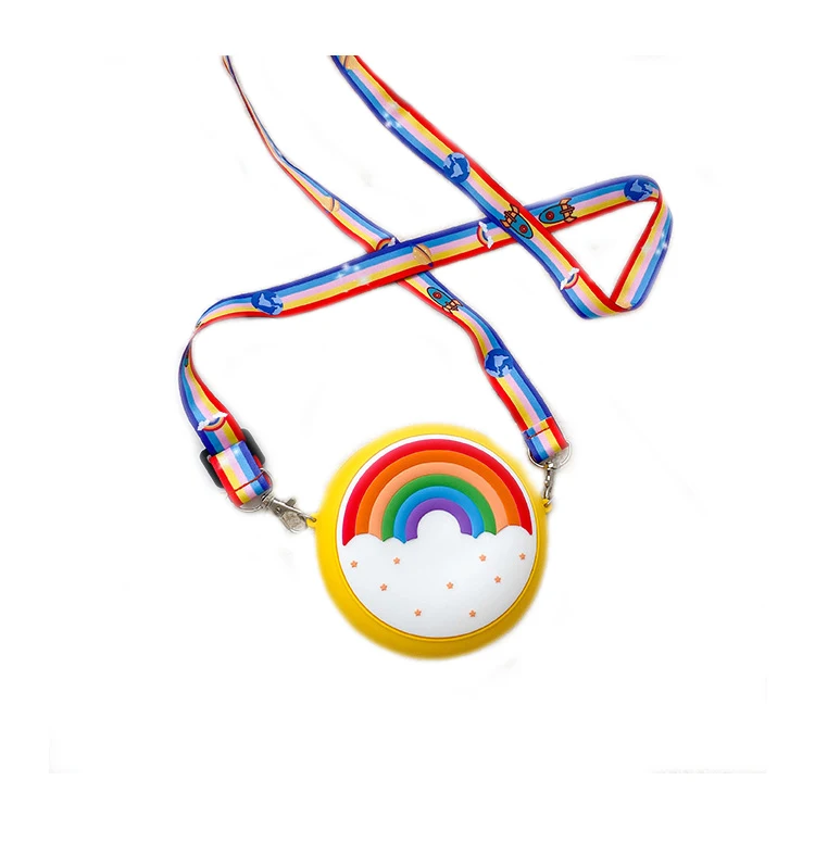 

Kids Mini Coin Purse Bag Little Girl Candy Money Change Kawaii Toddler rainbow round Wallet Bag, Picture