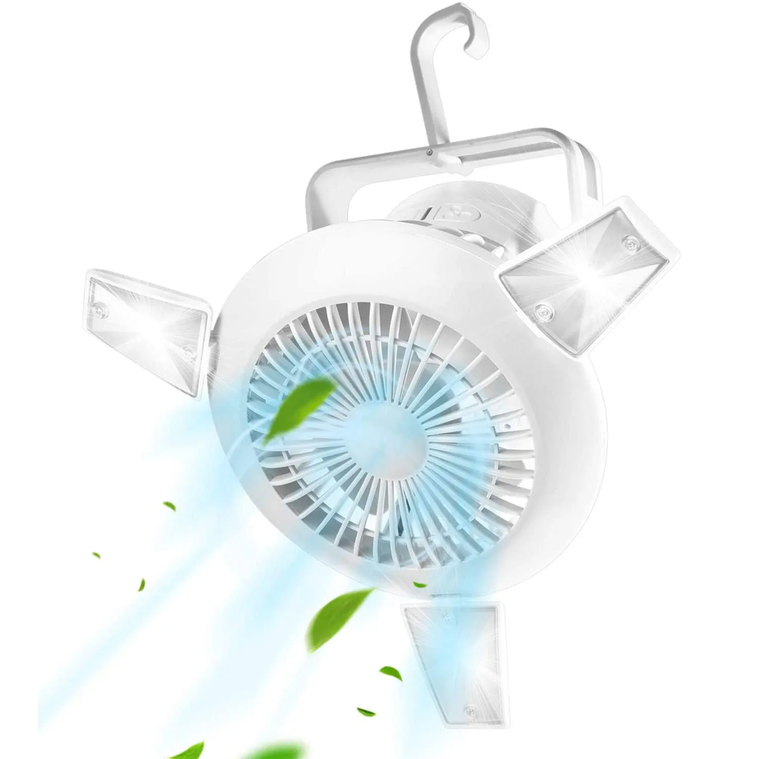 

Multi-fonction tripod outdoor light camping flood light Solar fan lamp insect-repelling lamp, Black,white