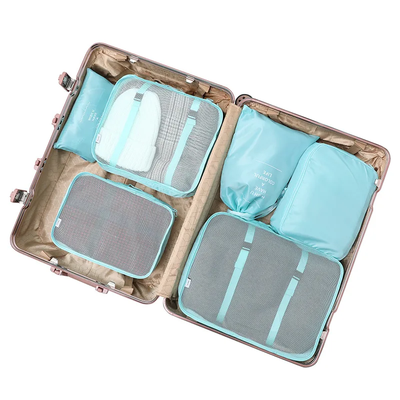 

Luggage travelling compression cubes fashion 6 set travel organizers packing cubes laundry bag for travel, Candy colors