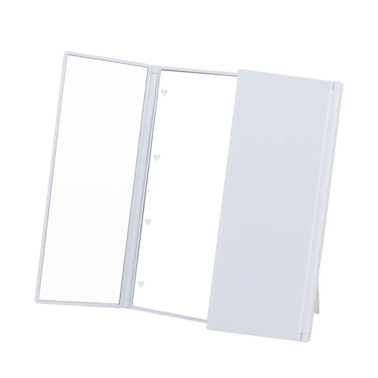 

Tri-Fold Bedroom Plastic Makeup Cosmetic Mirror With Led Light, White