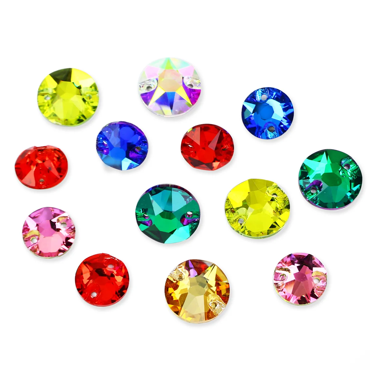 

Dongzhou crystal 3042 AB color Glass round rivoii gemstones flat back sew on rhinestone for diy clothing rhinestone hoodie