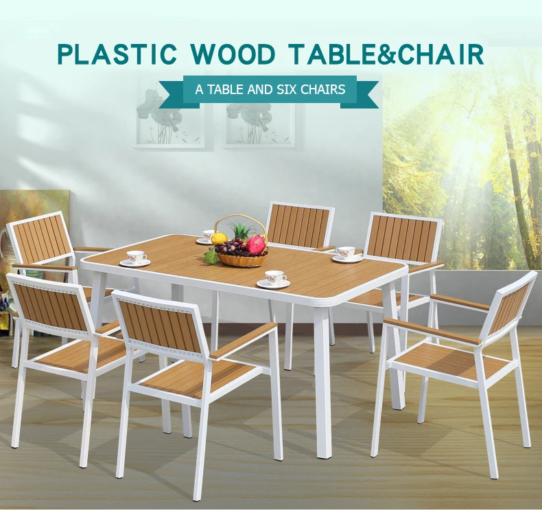 High Quality Set Long Oval Cebu Plastic Wood Dining Table And 4 Chairs