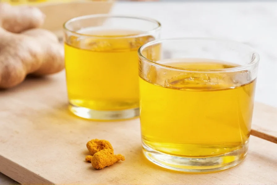 Fresh ingredients for homemade ginger turmeric shot preparation