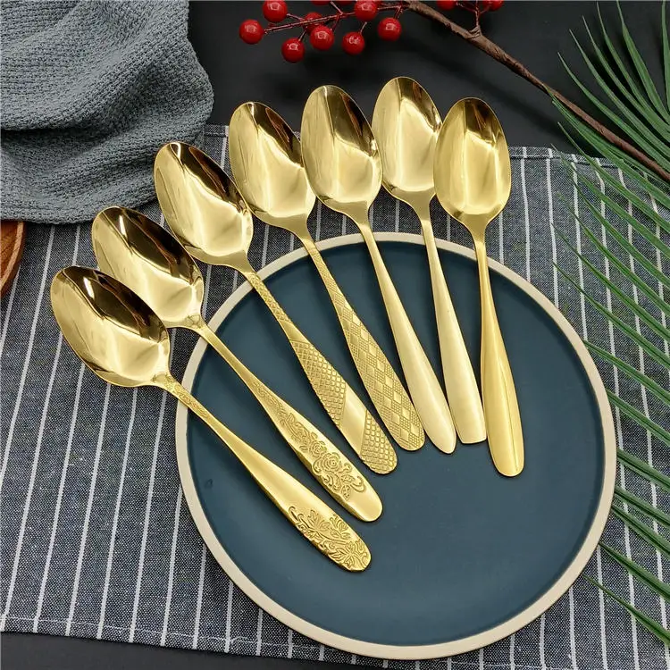 

Amazons online gold spoon stainless steel cutlery set gold spoon set flatware