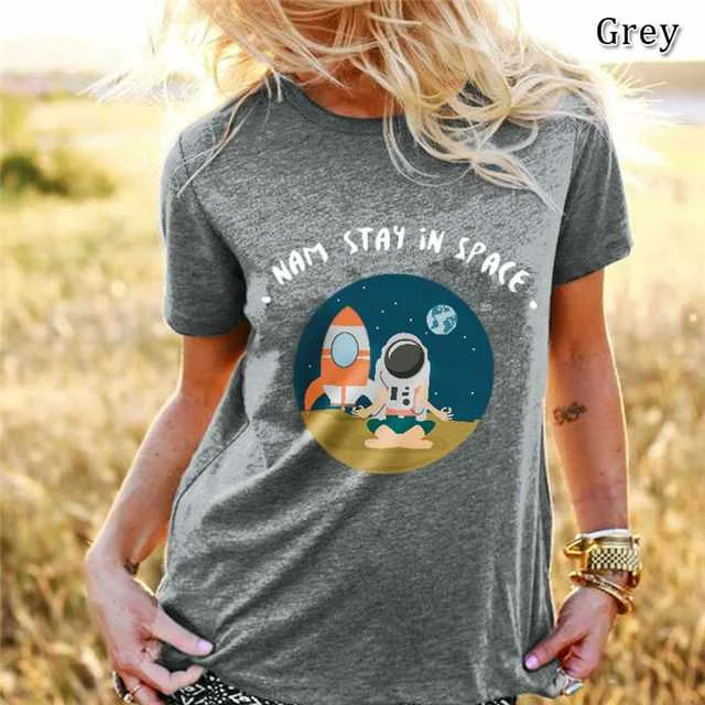 

New Crew Neck Women's Short-sleeved T-shirt Cotton Factory Wholesale Top, Picture color
