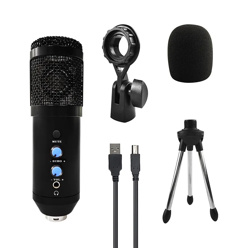

Professional studio podcast microphone and studio headset kit, Black gold grey